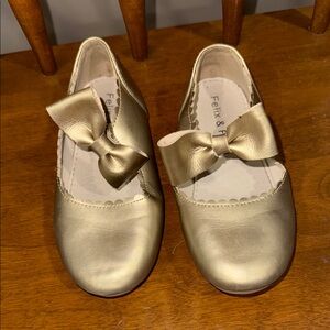 Gold Kids Shoes with Bow